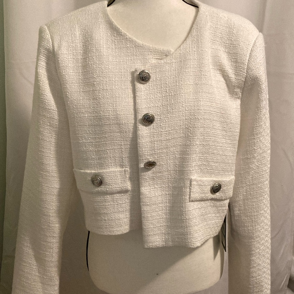 Karl Lagerfeld White Textured Blazer